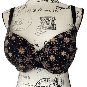 Ambrielle Organic Cotton Bra 40D Snowflakes Winter Theme Underwire Convertible